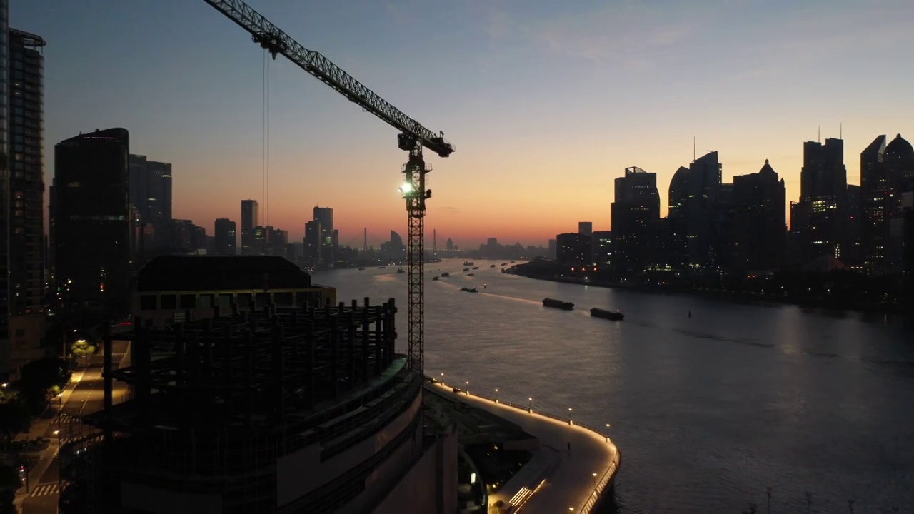 上海工程建设现场航拍视频素材