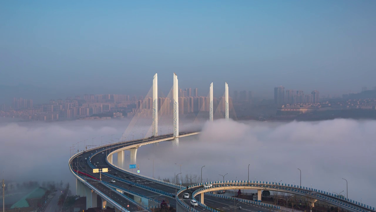 重庆市蔡家嘉陵江大桥视频素材