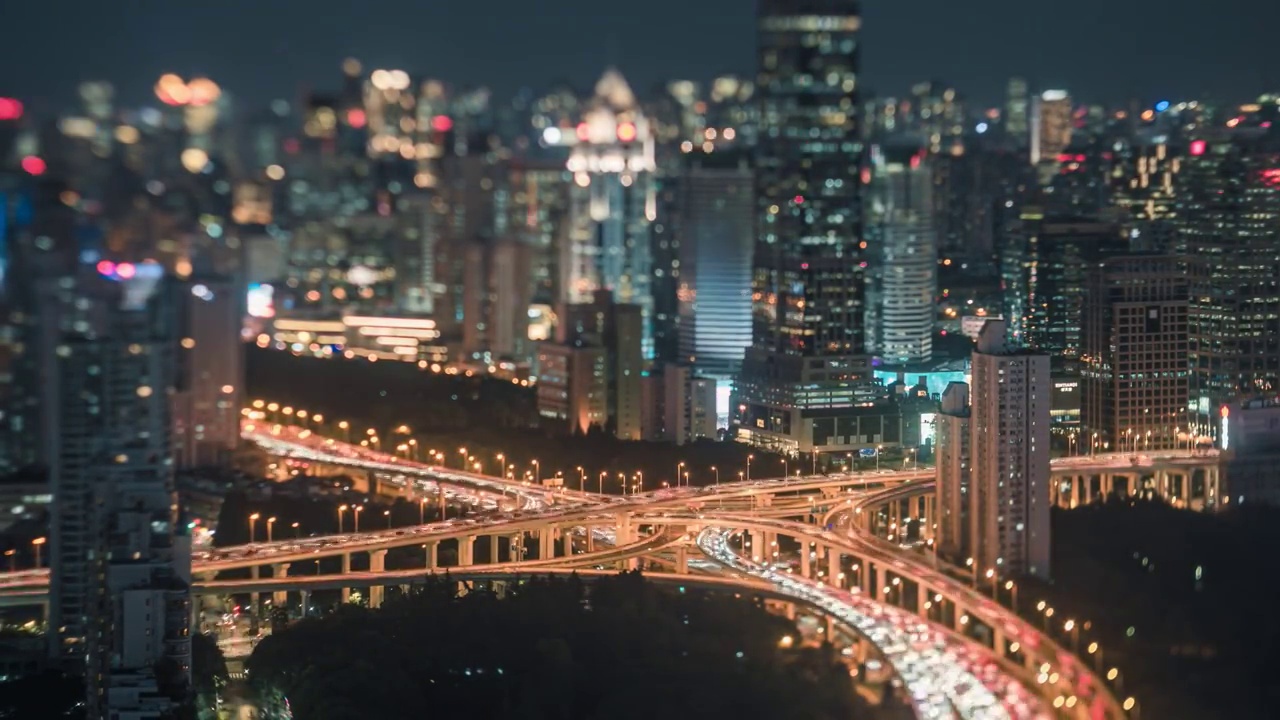 上海延安高架晚高峰移轴延时摄影视频素材