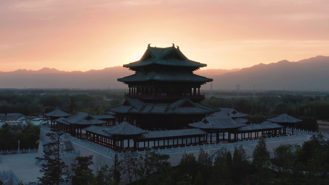 航拍北京世园公园风光视频素材