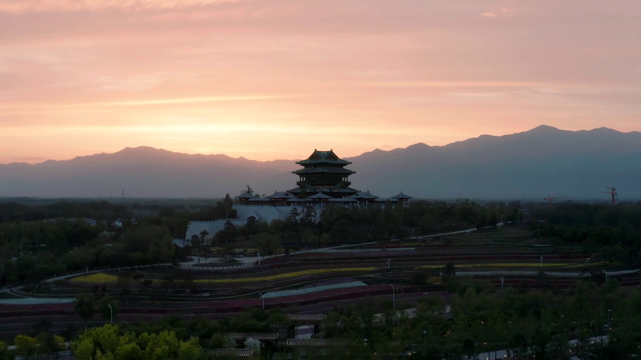 航拍北京世园公园风光视频素材