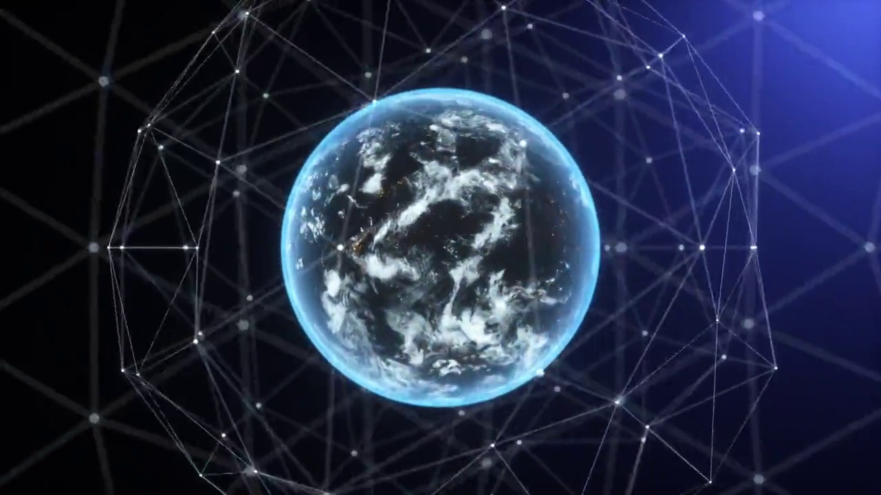 抽象的地球和未来通讯网络 3D渲染视频下载