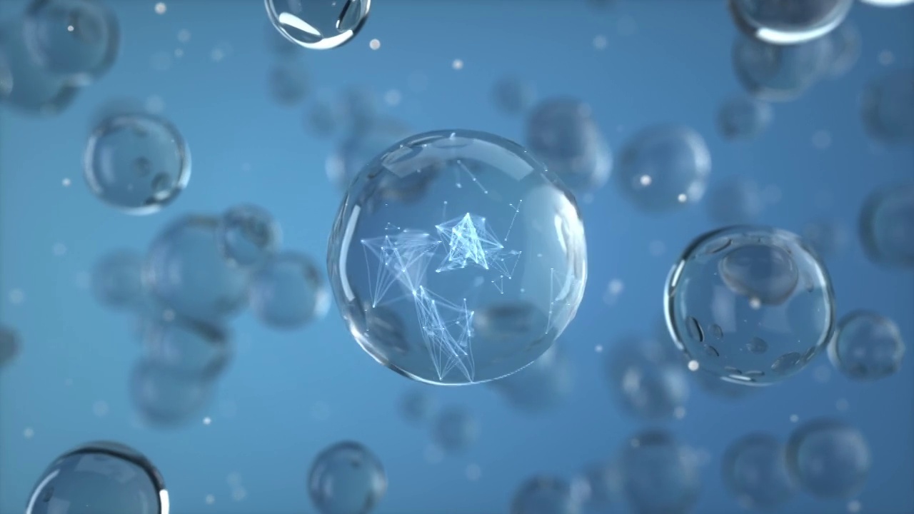 抽象的水泡和网络通讯 3D渲染视频素材
