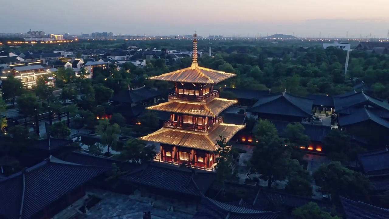 上海松江广富林遗址夜景视频素材