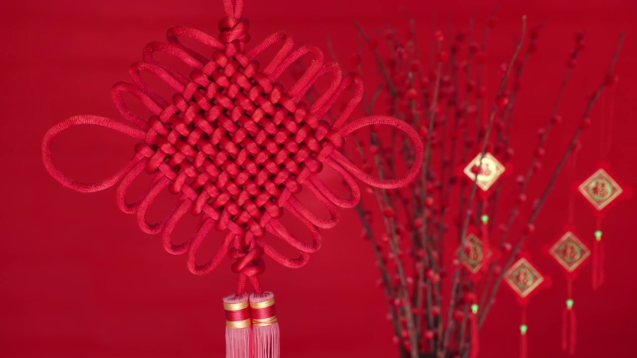 中国春节新年传统装饰物中国结视频素材