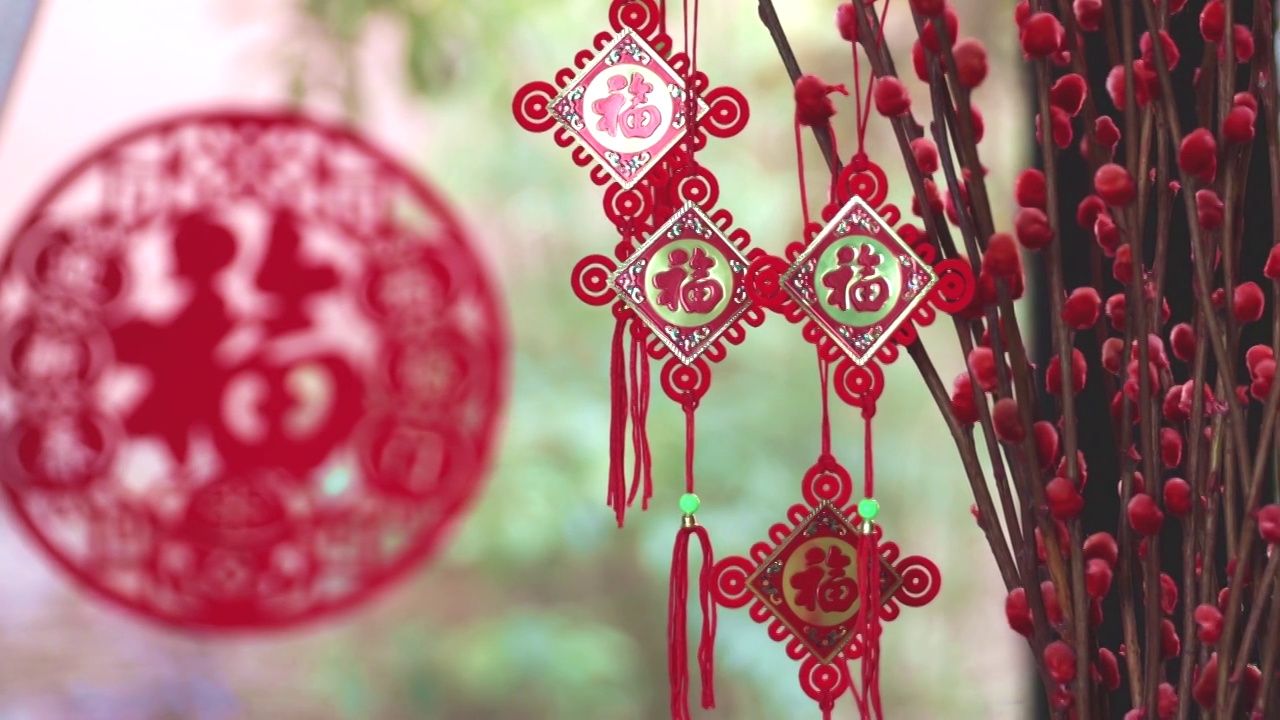 中国春节新年传统装饰物视频素材