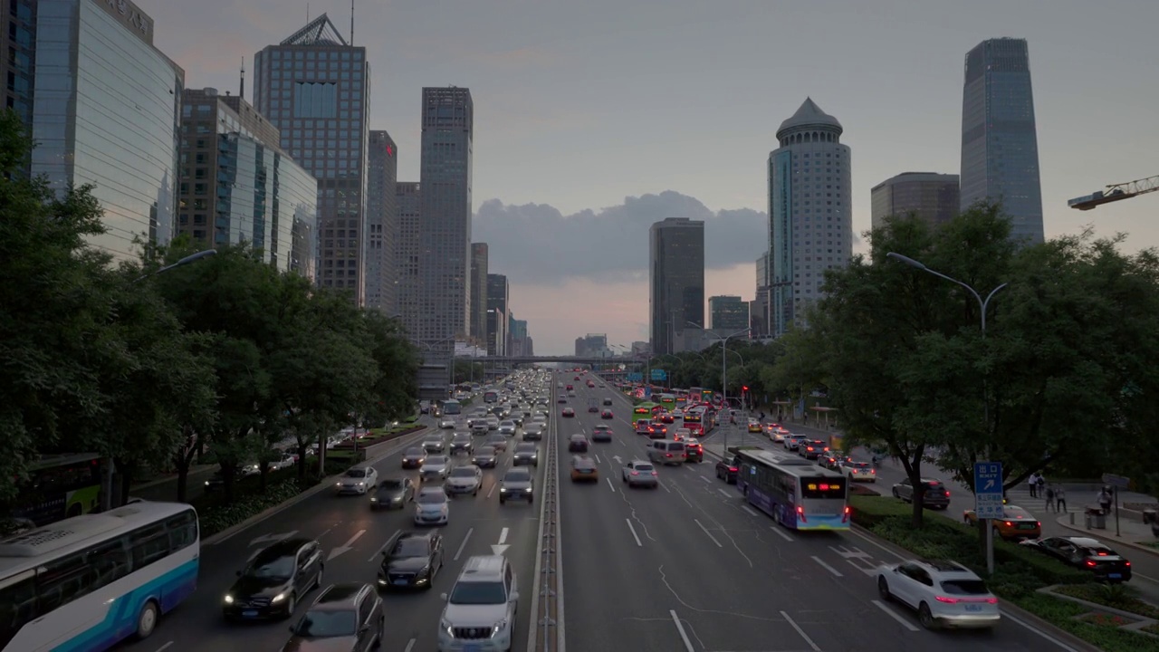 北京CBD金融区街景视频素材