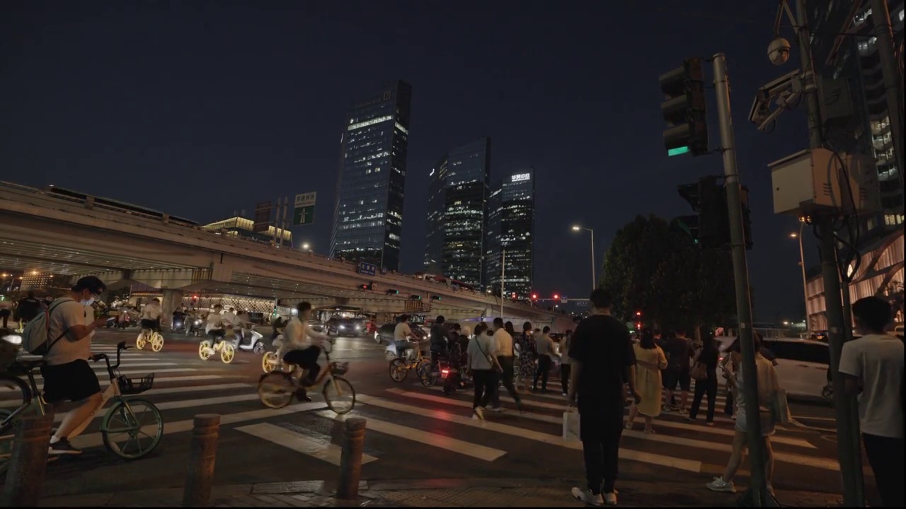 夜晚拥堵的北京CBD视频素材