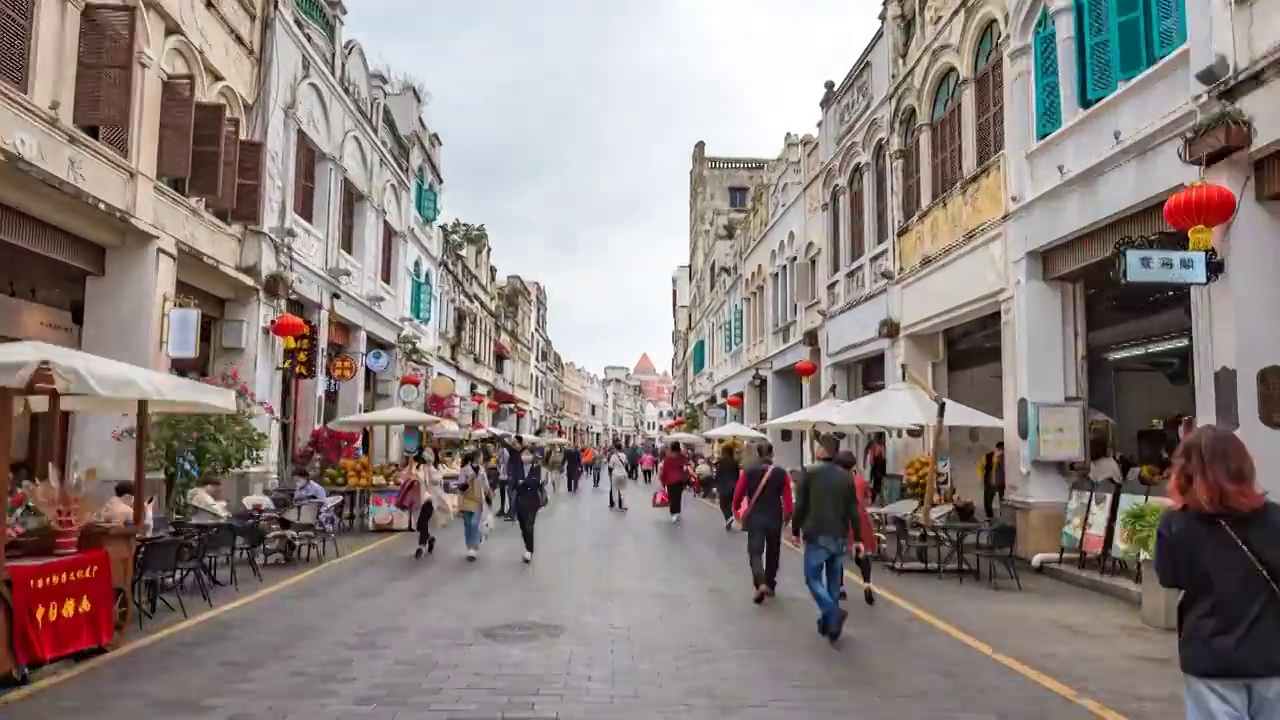 海南省海口市中山路骑楼老街移动延时摄影视频下载