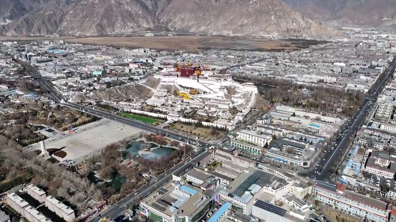 西藏拉萨布达拉宫航拍视频素材