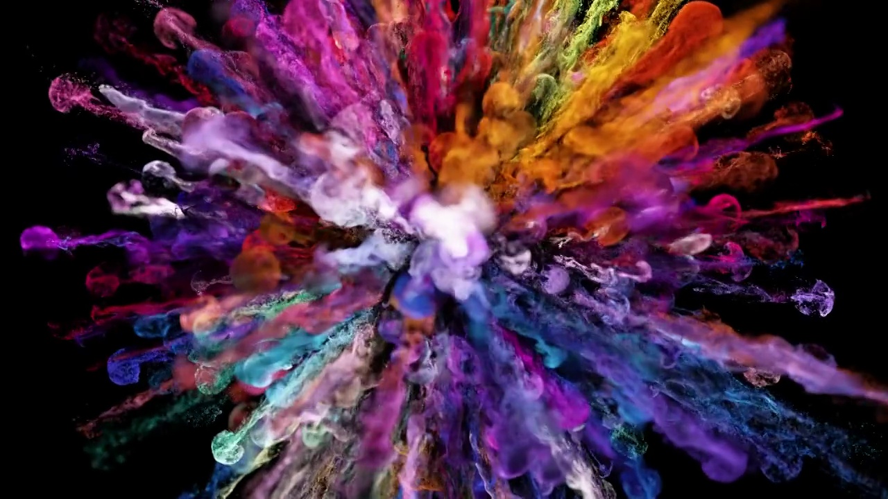 彩色粉末爆炸五彩粒子爆炸彩妆广告特效视频视频素材