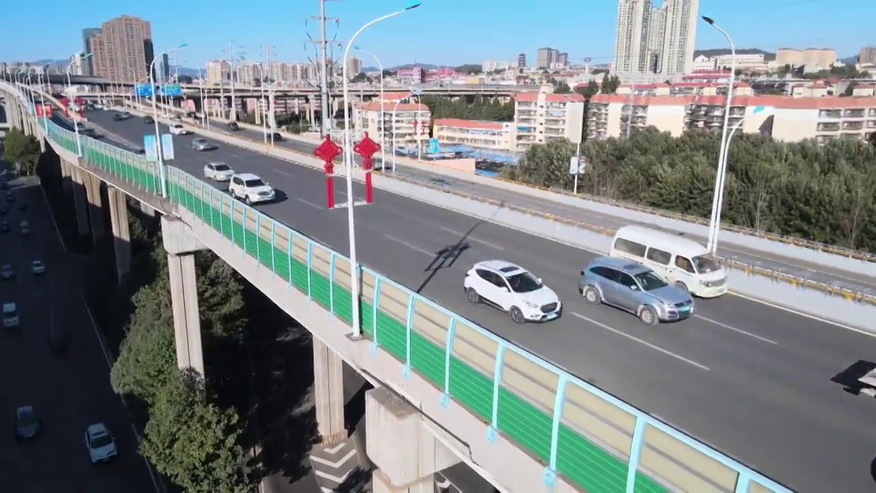 昆明城市交通高架桥航拍视频素材