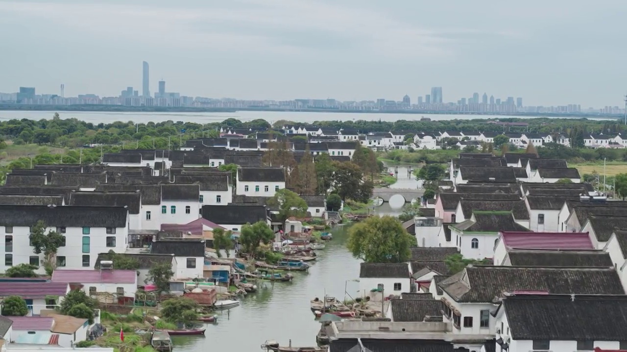 苏州阳澄湖的渔村视频素材