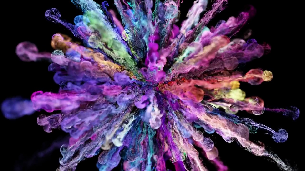 彩色粒子粉末爆炸五彩烟雾流体扩散特效视频视频下载