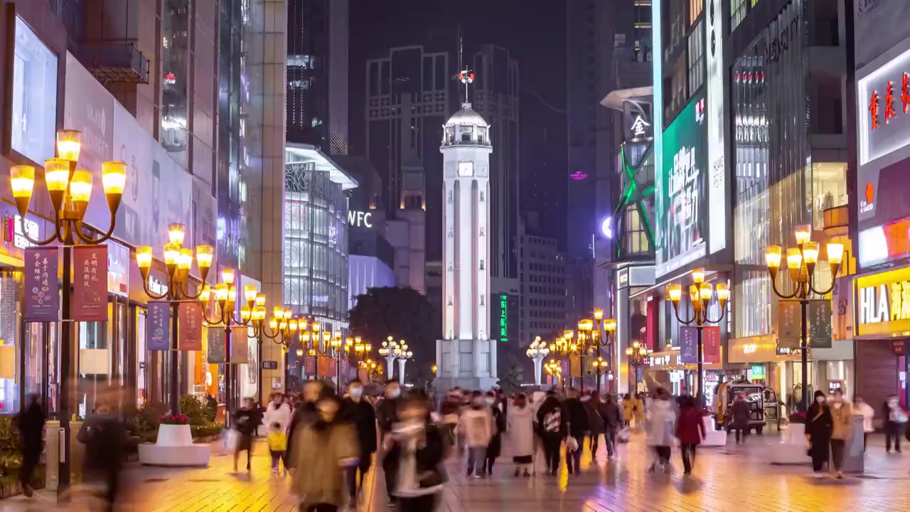 重庆市解放碑步行街视频下载
