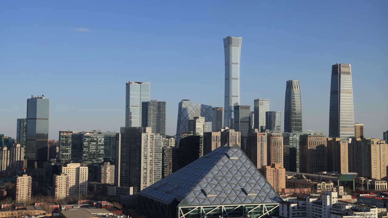 晴天北京城市地标建筑群延时摄影视频素材