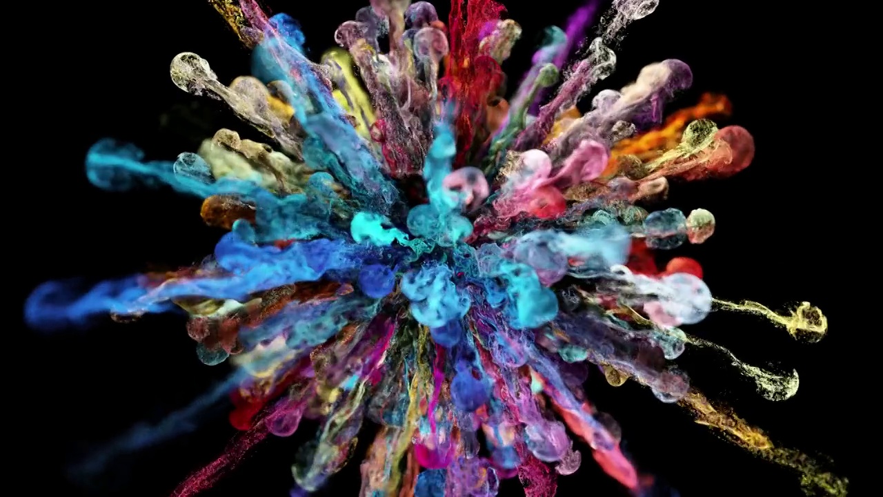彩色粉末爆炸五彩烟雾流体粒子爆炸特效视频视频素材