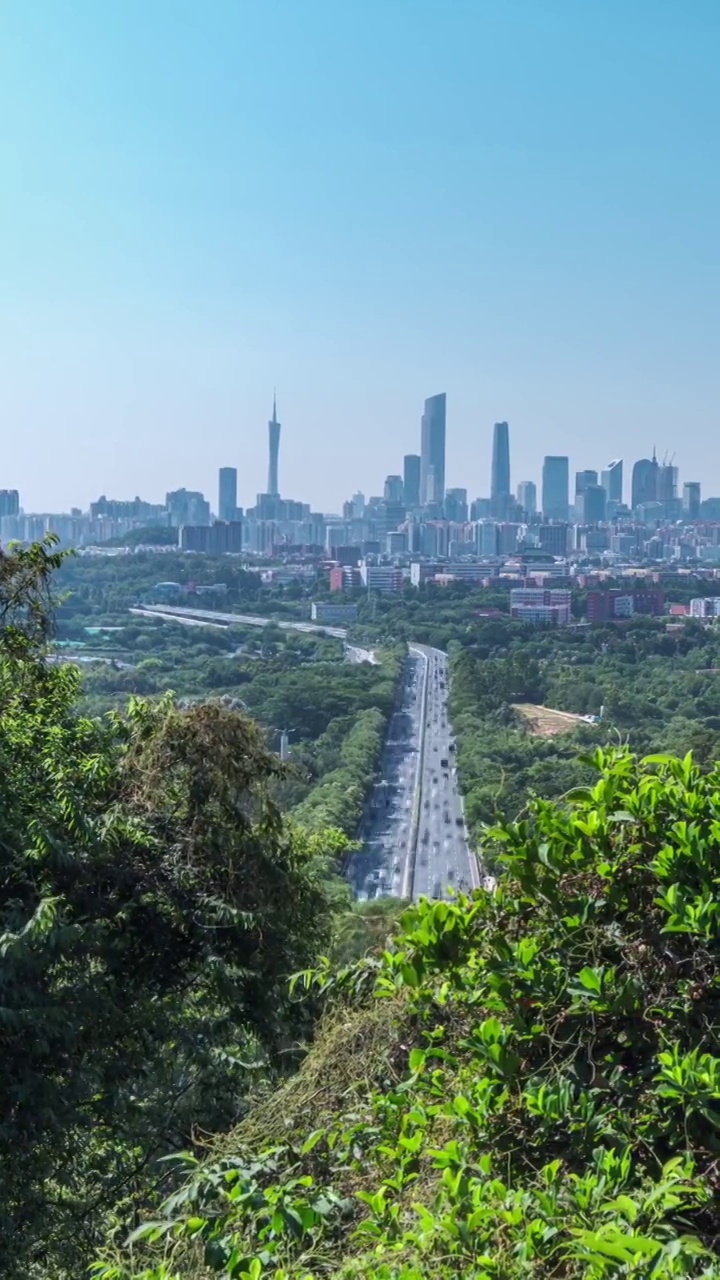 中国广州火炉山城市公路风光延时摄影视频素材