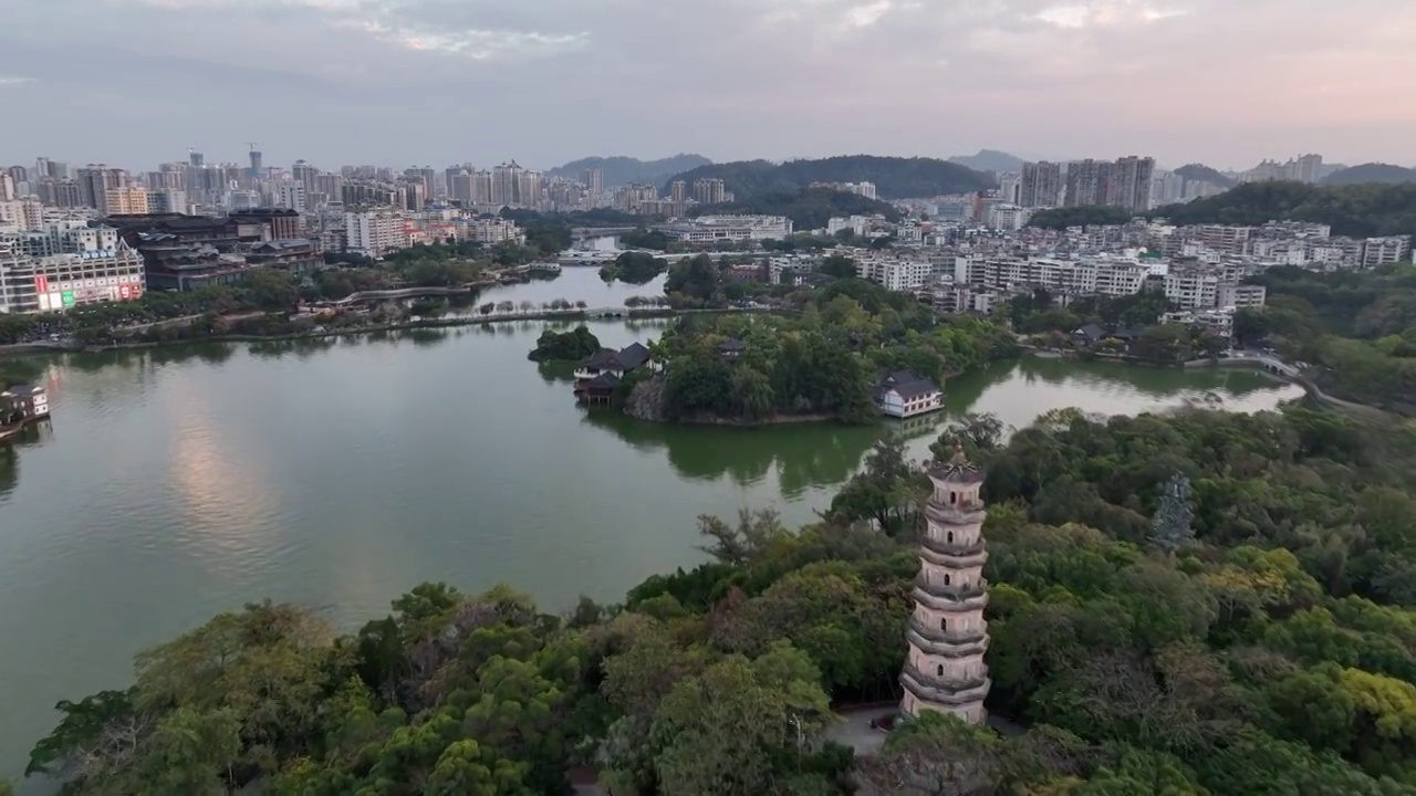 广东省惠州市惠城区惠州西湖5A国家级名胜风景区航拍视频素材