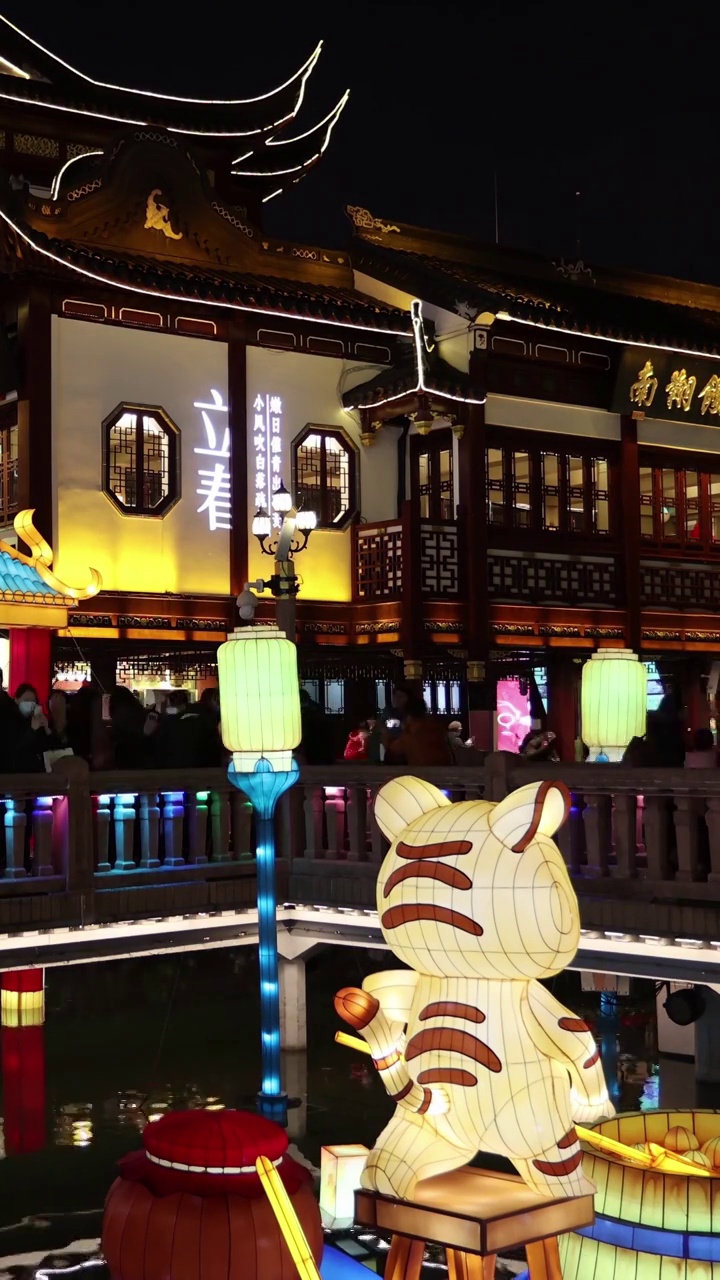 上海豫园虎年春节花灯灯会延时摄影视频素材
