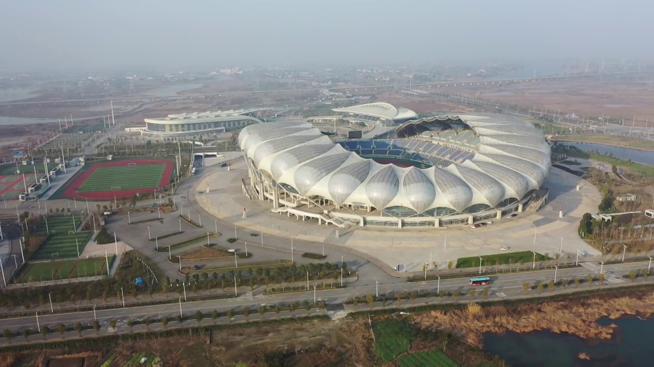 航拍安徽省安庆市体育中心，奥体中心视频下载