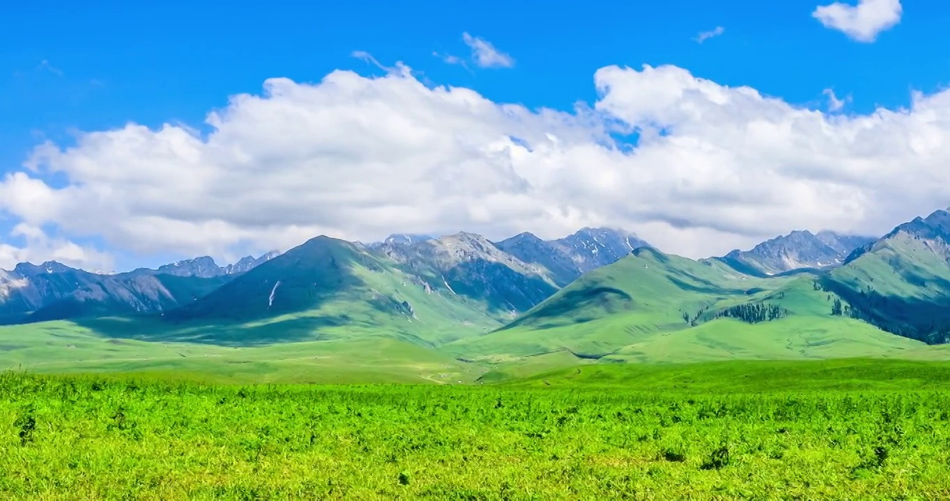 中国新疆那拉提草原山脉自然风光视频素材