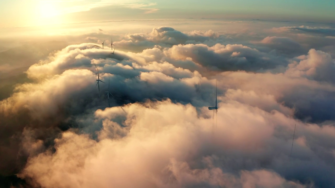 风车机电能源发电日出云海视频下载