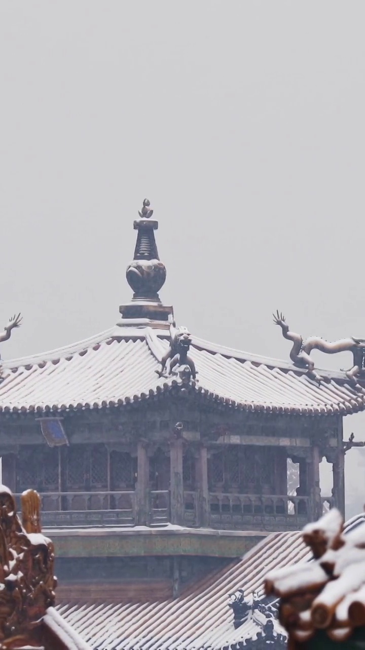 北京故宫的雪景，白塔，北海公园，中国文化，中国元素，国潮，素雅，雪景，雪，洁白，立冬，冬至，冬天视频素材