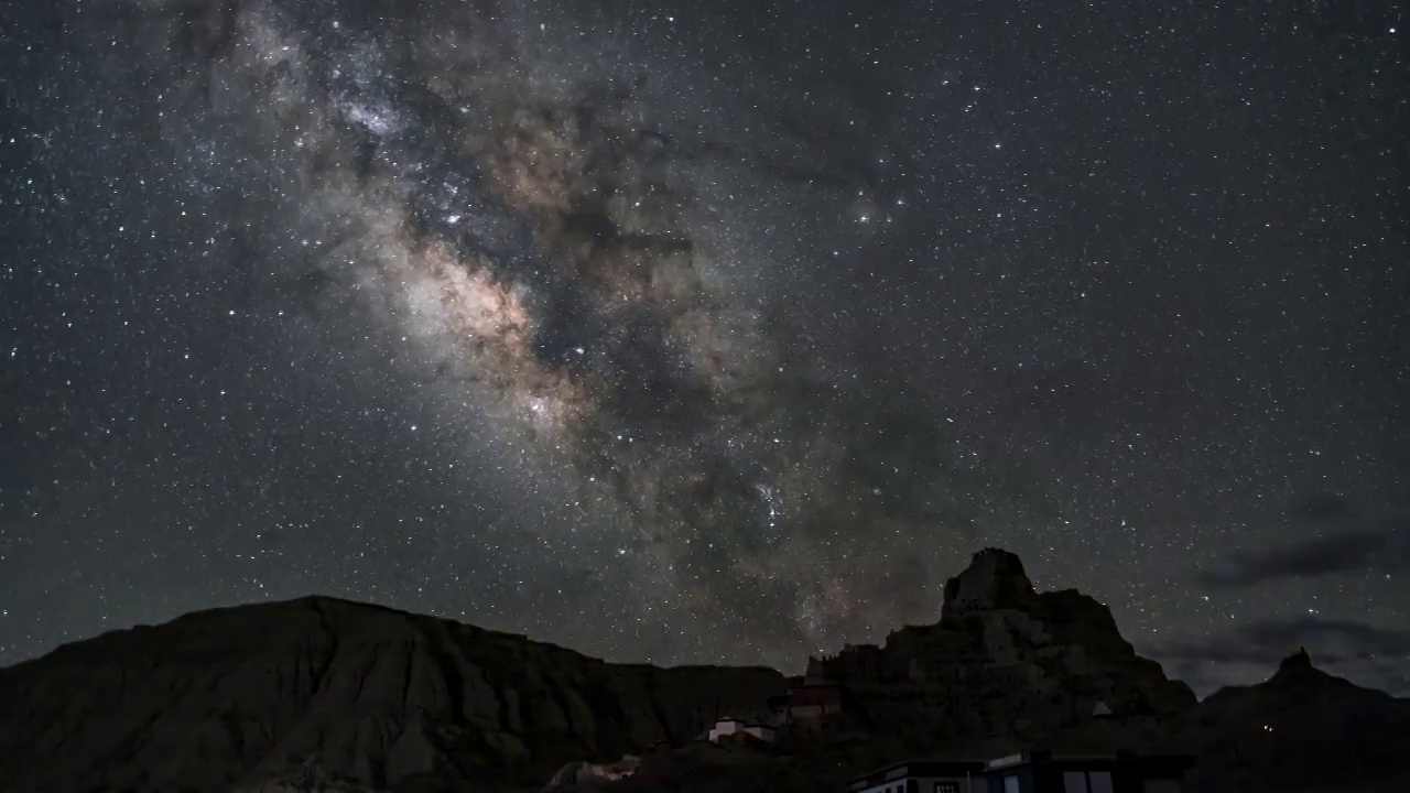 西藏阿里札达 古格王朝遗址 夜景 银河 星空视频素材