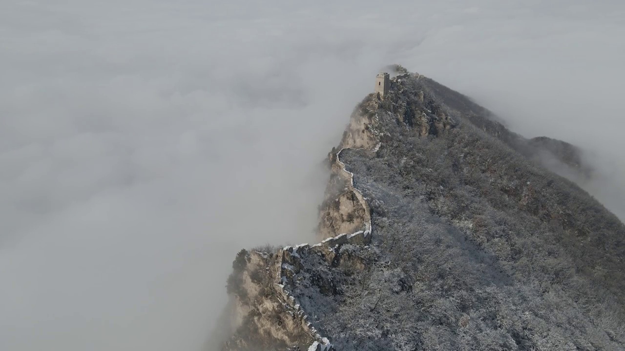 长城雪景雾凇云海视频素材