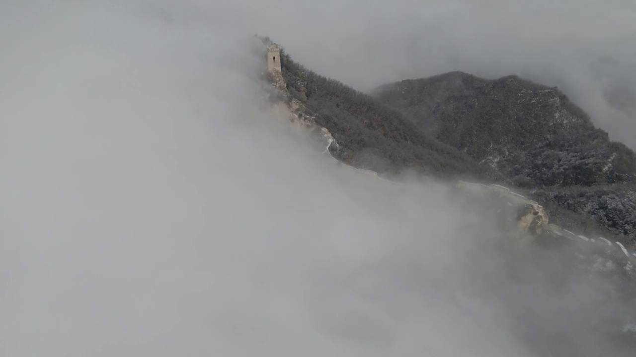 长城雪景雾凇云海视频素材
