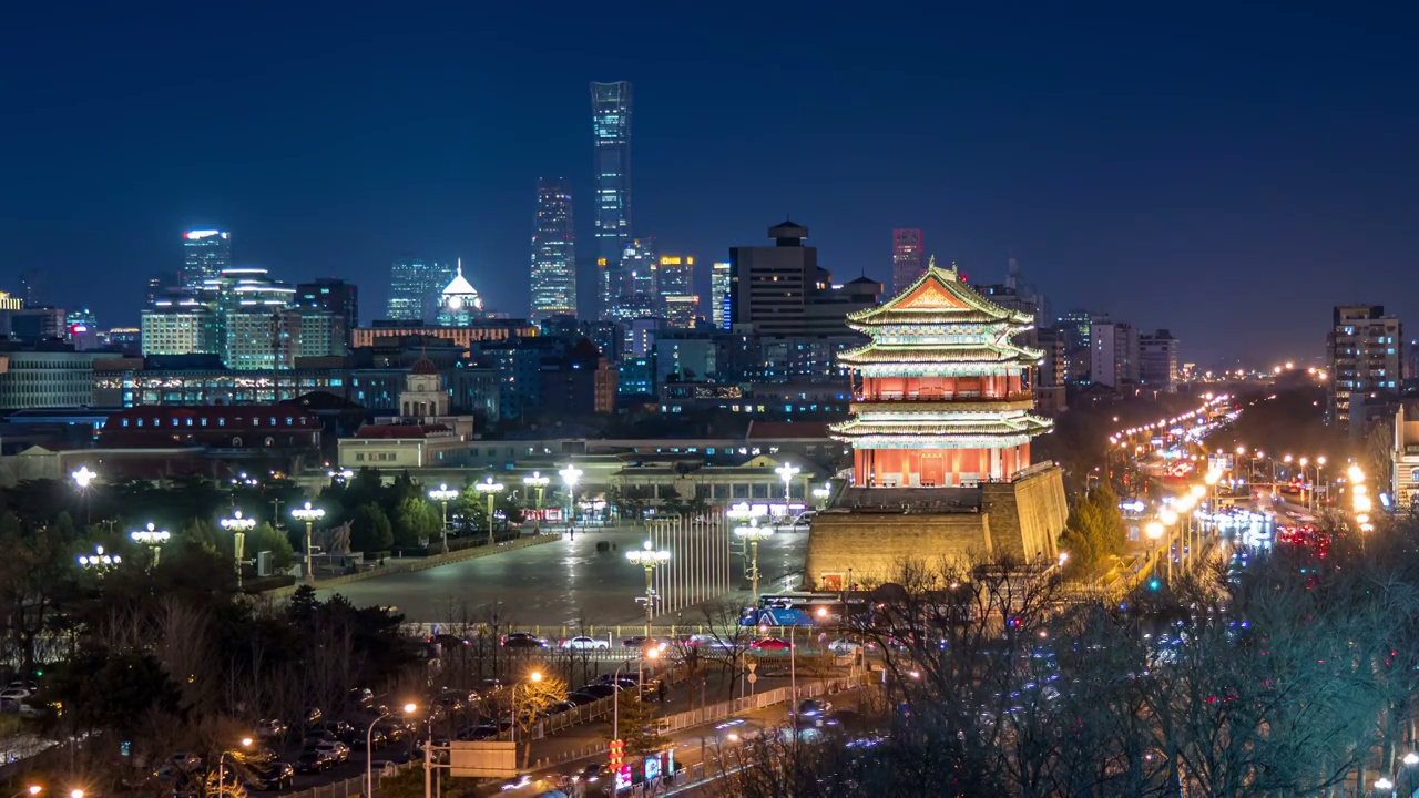北京前门夜景视频素材