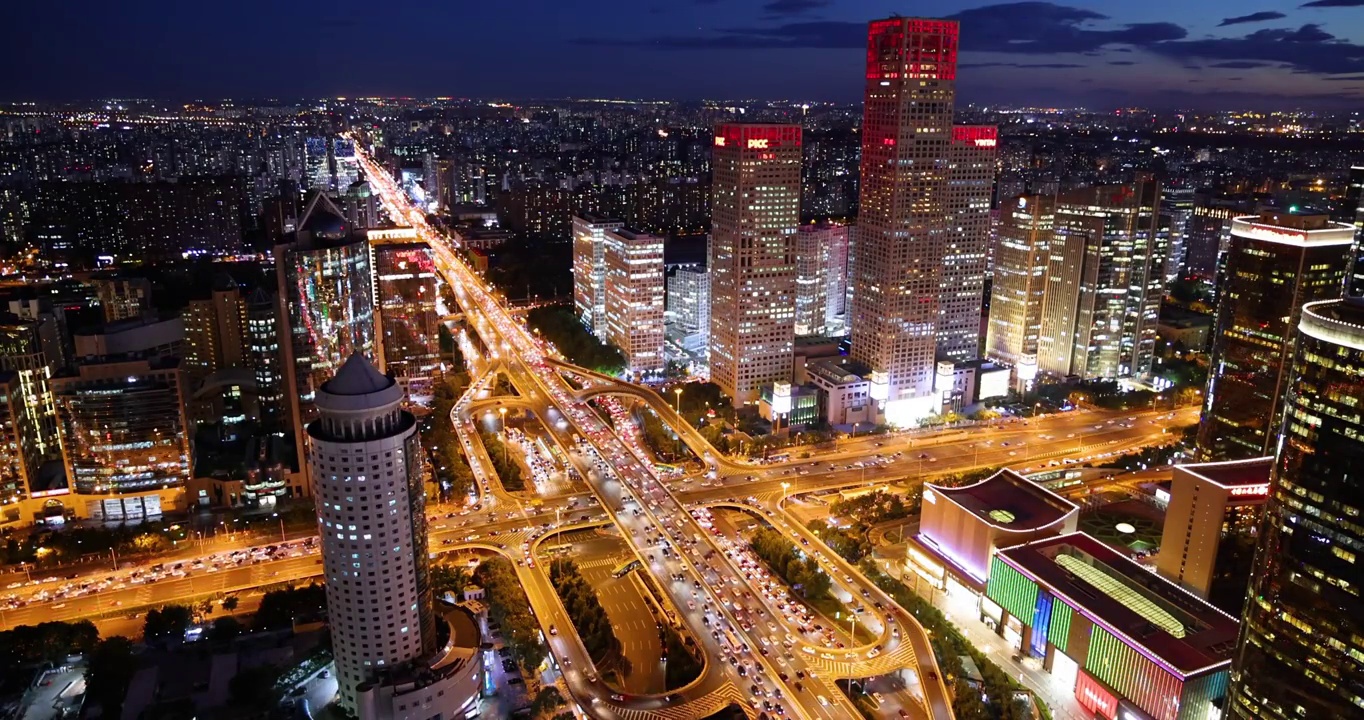北京国贸桥车流夜景视频素材