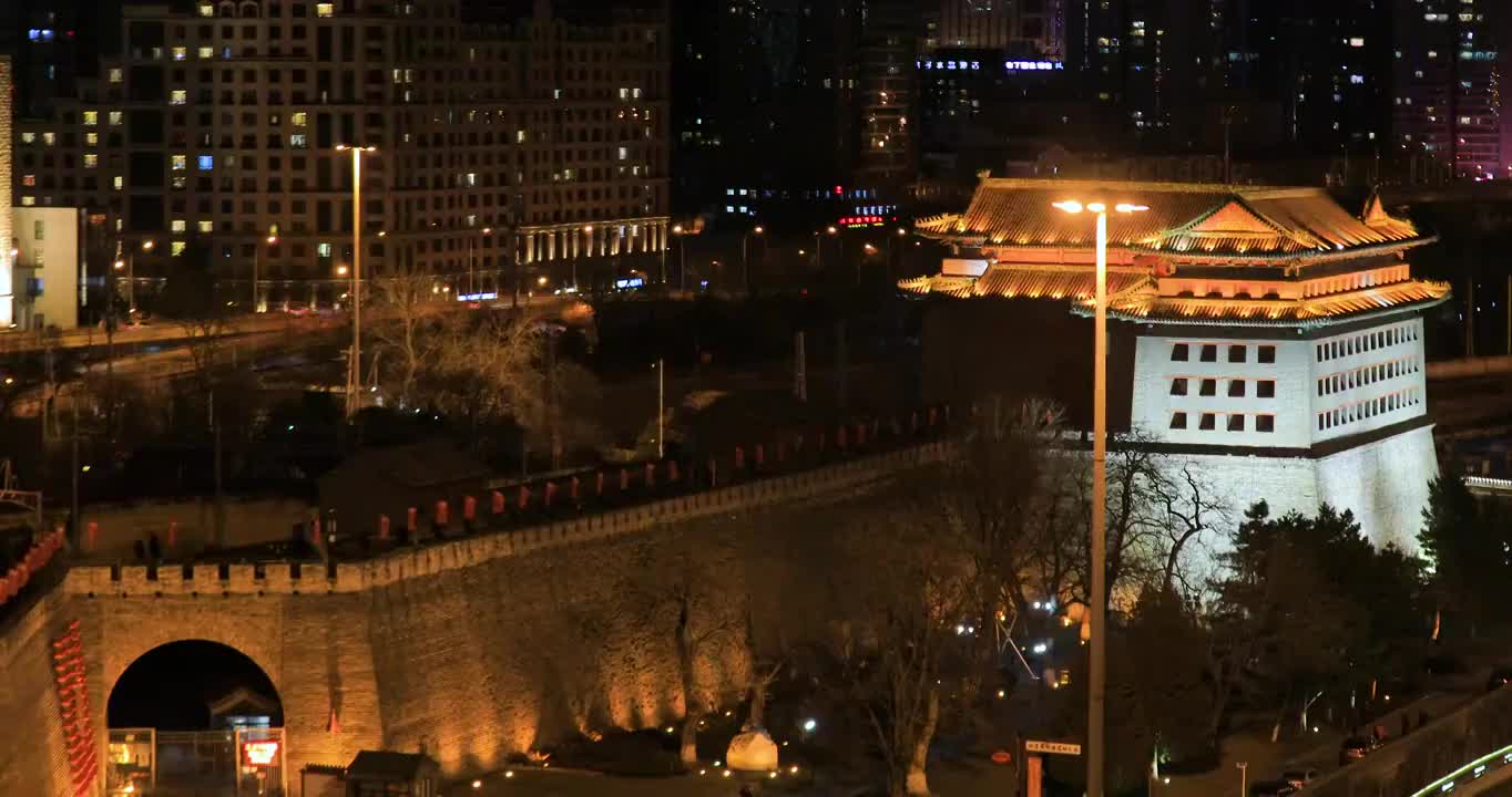 北京东便门夜晚4K拍摄视频素材