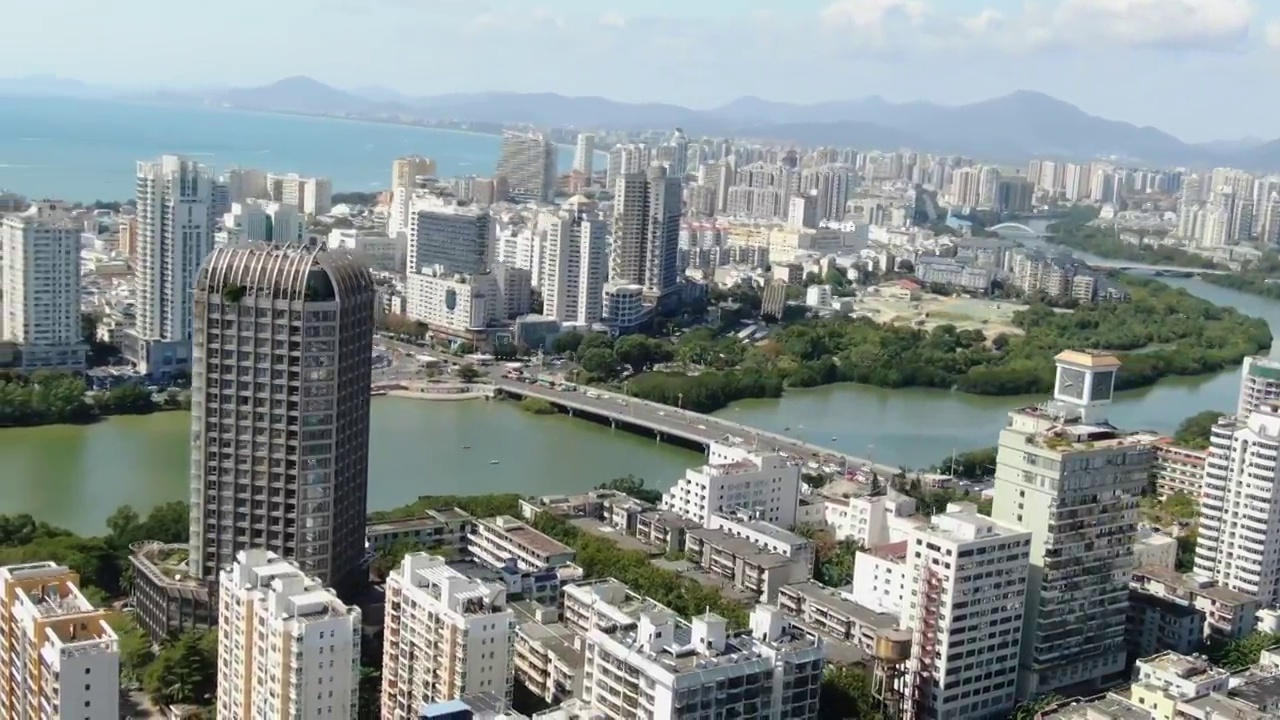 航拍海南三亚城市风光视频素材
