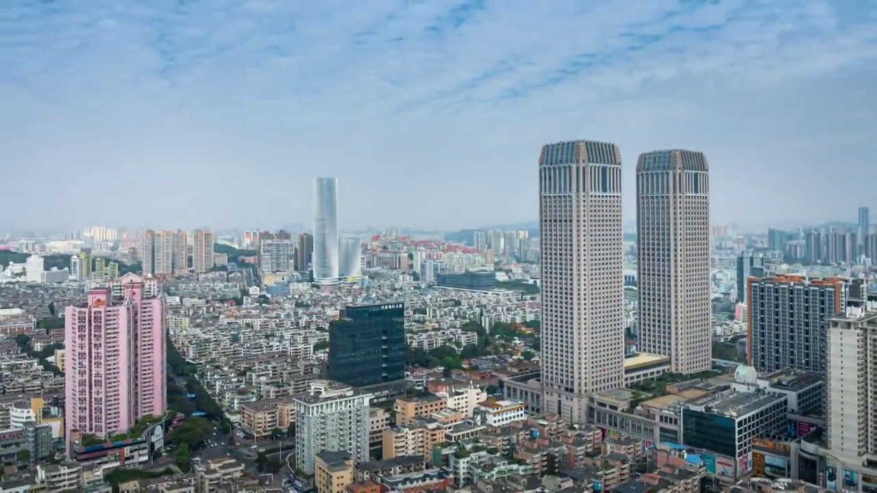 航拍广东中山地标建筑城市风光延时视频下载