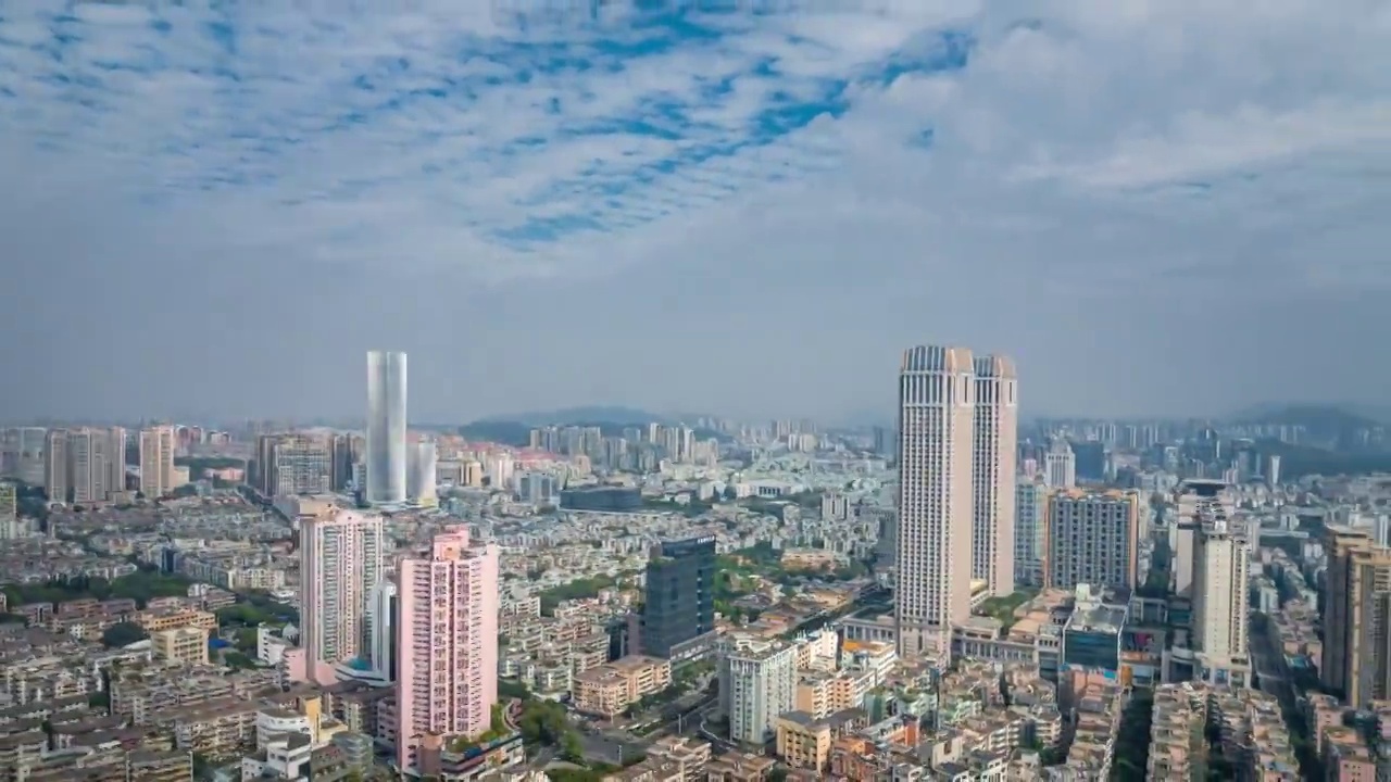 航拍广东中山地标建筑城市风光延时视频下载