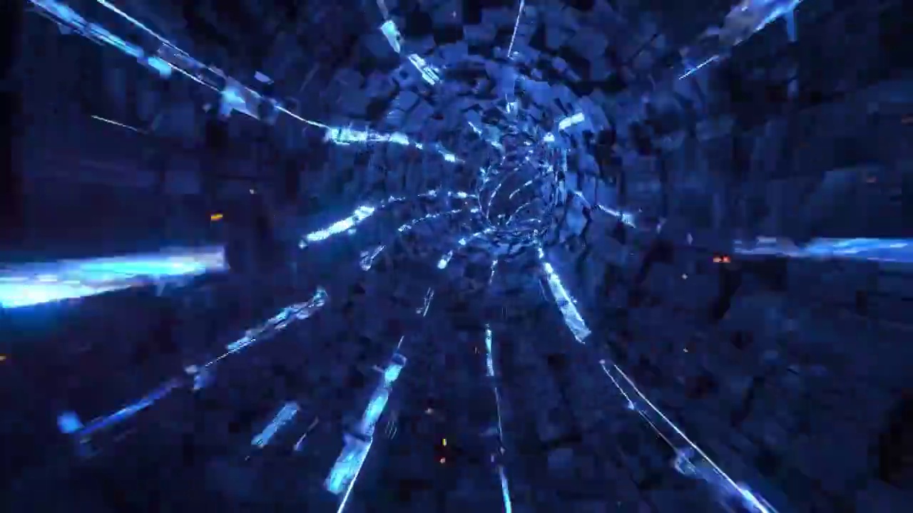 3D渲染穿越灯光时空隧道动画视频素材