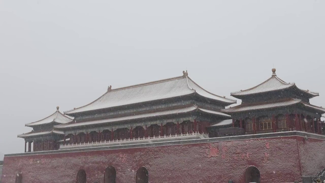 大雪中的北京故宫视频素材