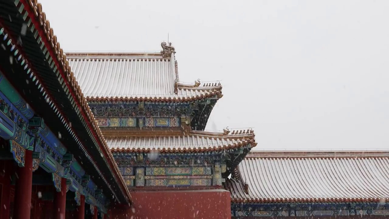 大雪中的北京故宫视频下载