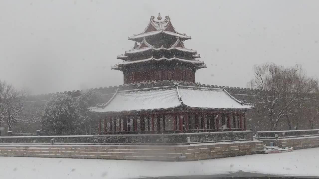 大雪中的北京故宫视频下载