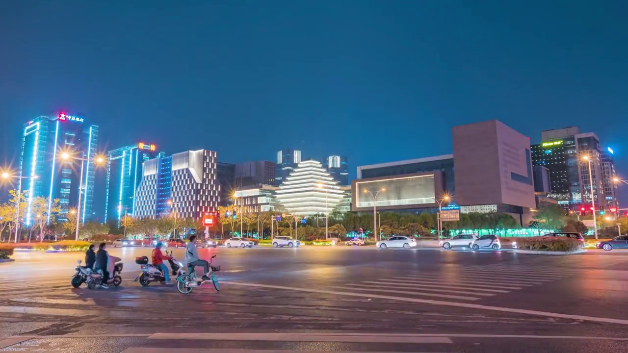 郑州金水路文化产业园夜间延时视频素材