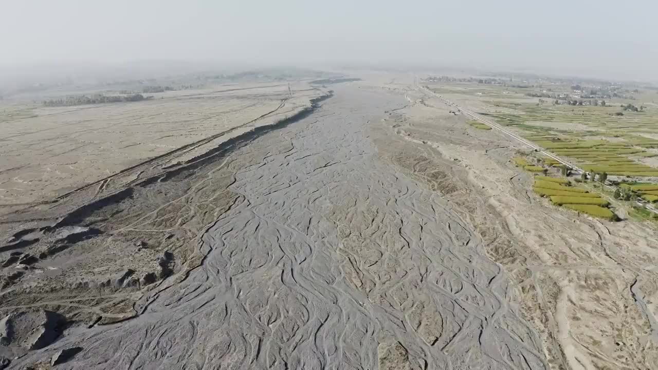 马营河,清水镇,河流干枯视频素材
