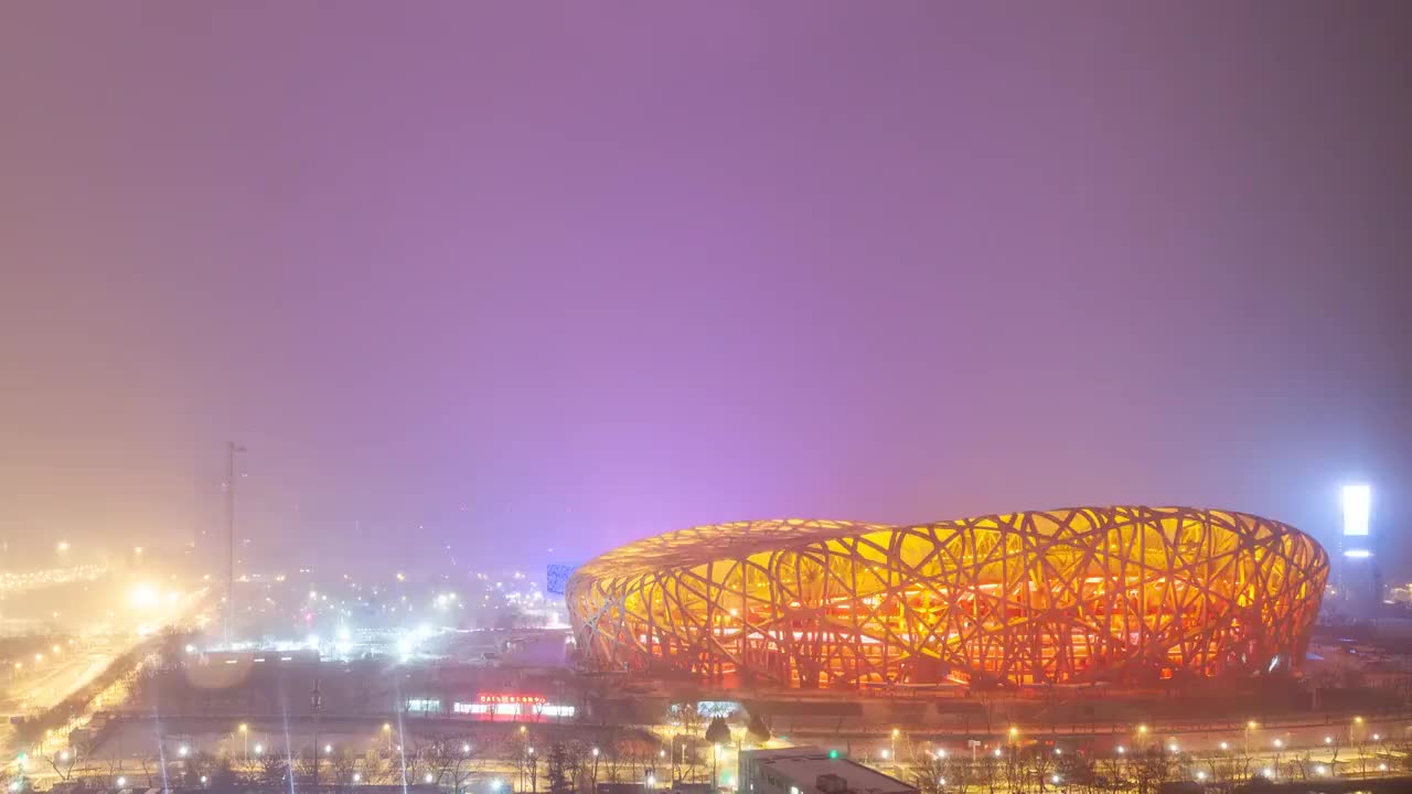 北京城市雪景24小时延时摄影视频下载