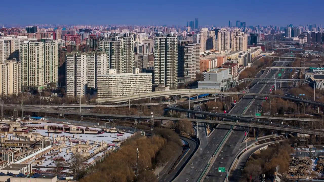 北京长安街高架桥4K延时白转黑拍摄视频素材