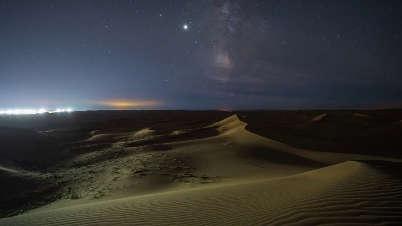内蒙古腾格里沙漠日转夜星空视频素材