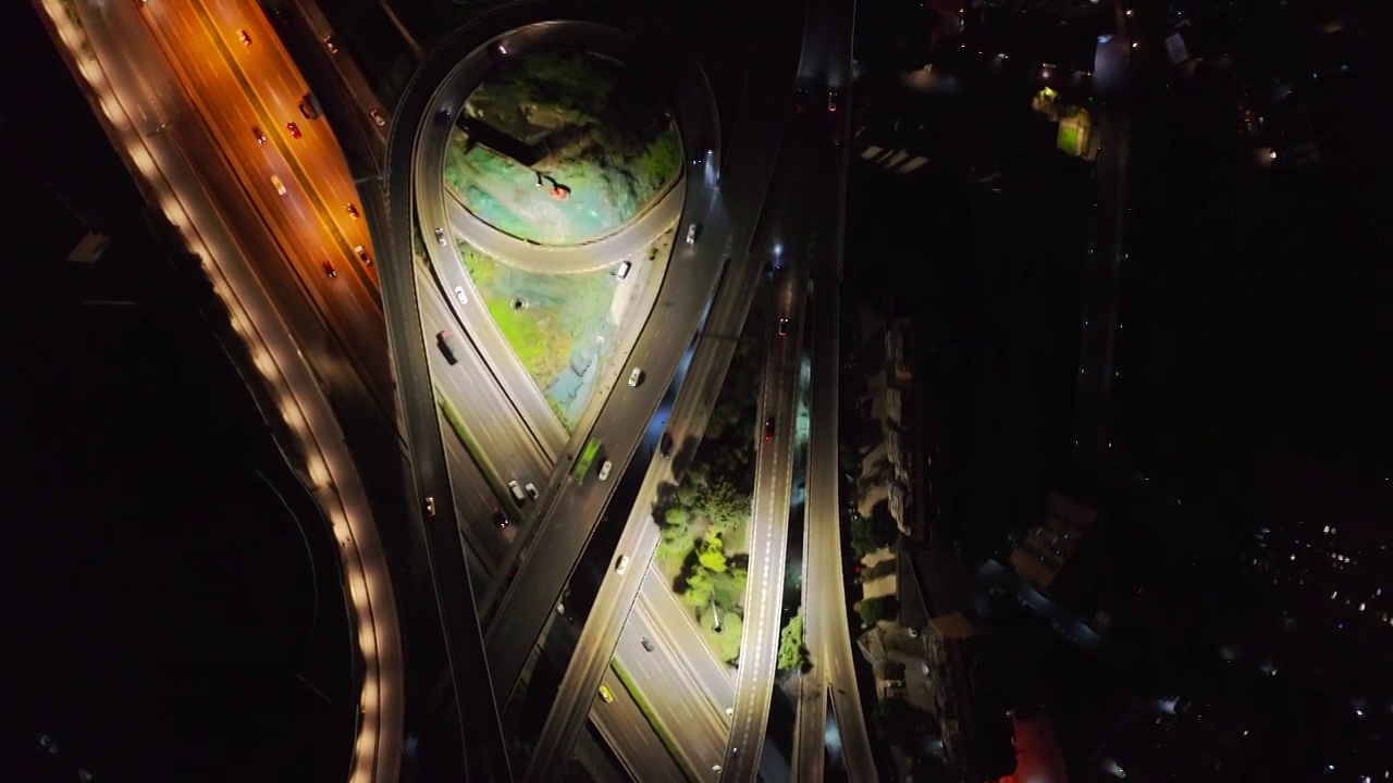 航拍立交桥夜景视频素材