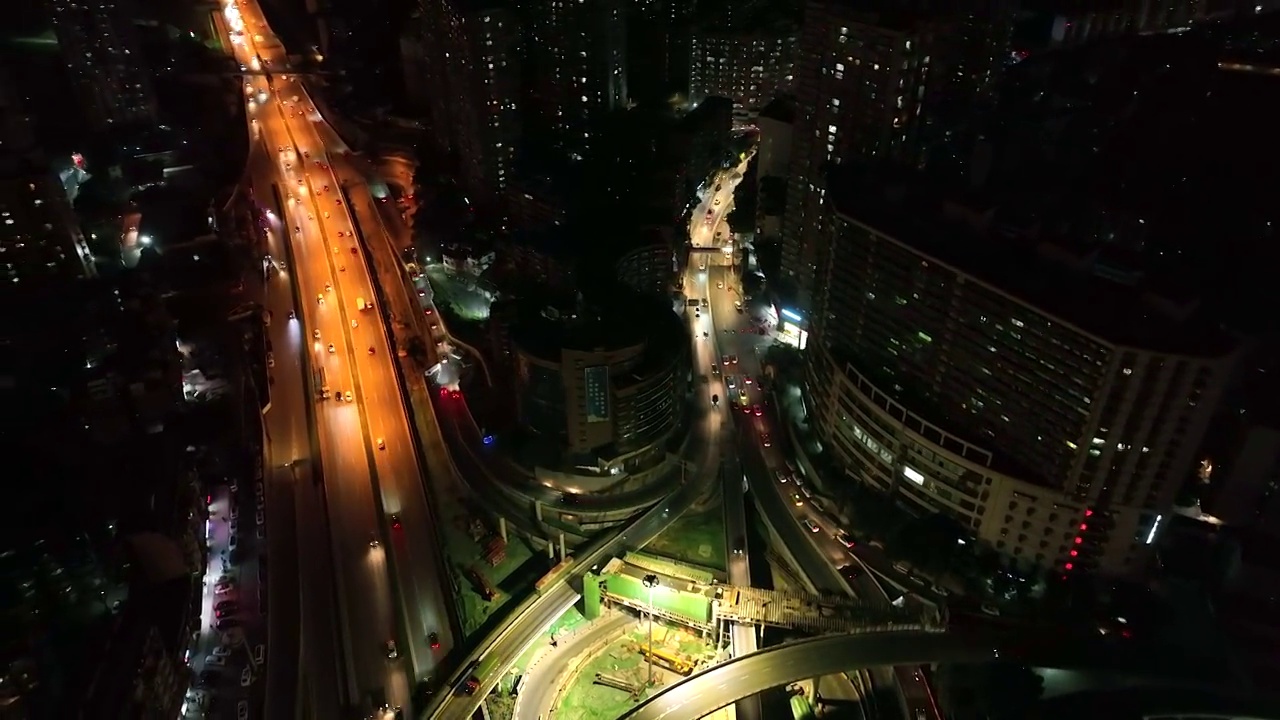 航拍都市立交桥夜景视频素材