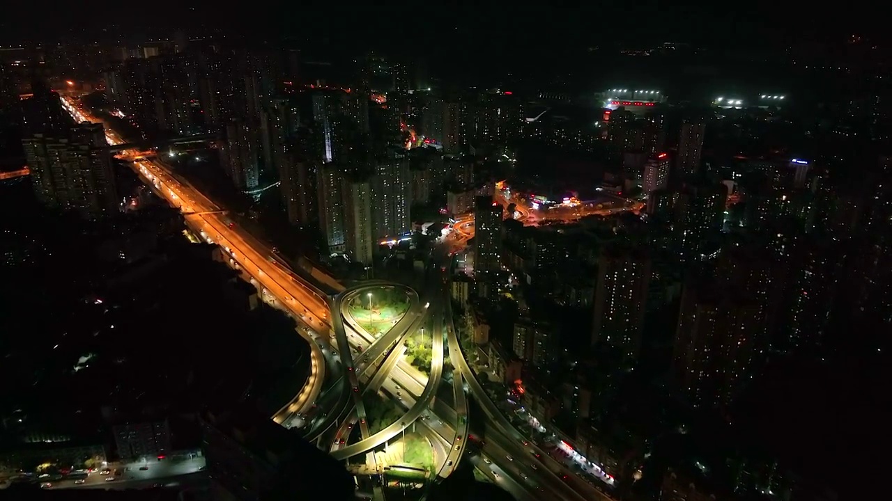 航拍都市立交桥夜景视频素材