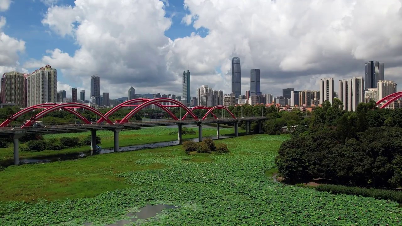 中国广东广州城市风光广角航拍视频素材